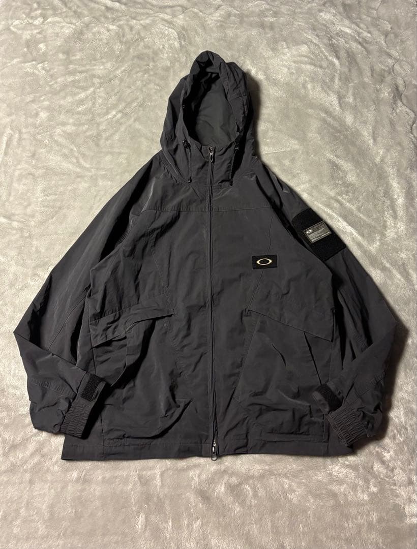 OAKLEY ブラック シェルジャケット ダブルジップ ナイロンジャケット