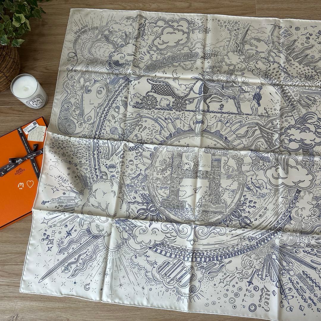 今季新作HERMESエルメス カレ90 プリーズホールドザライン シルク