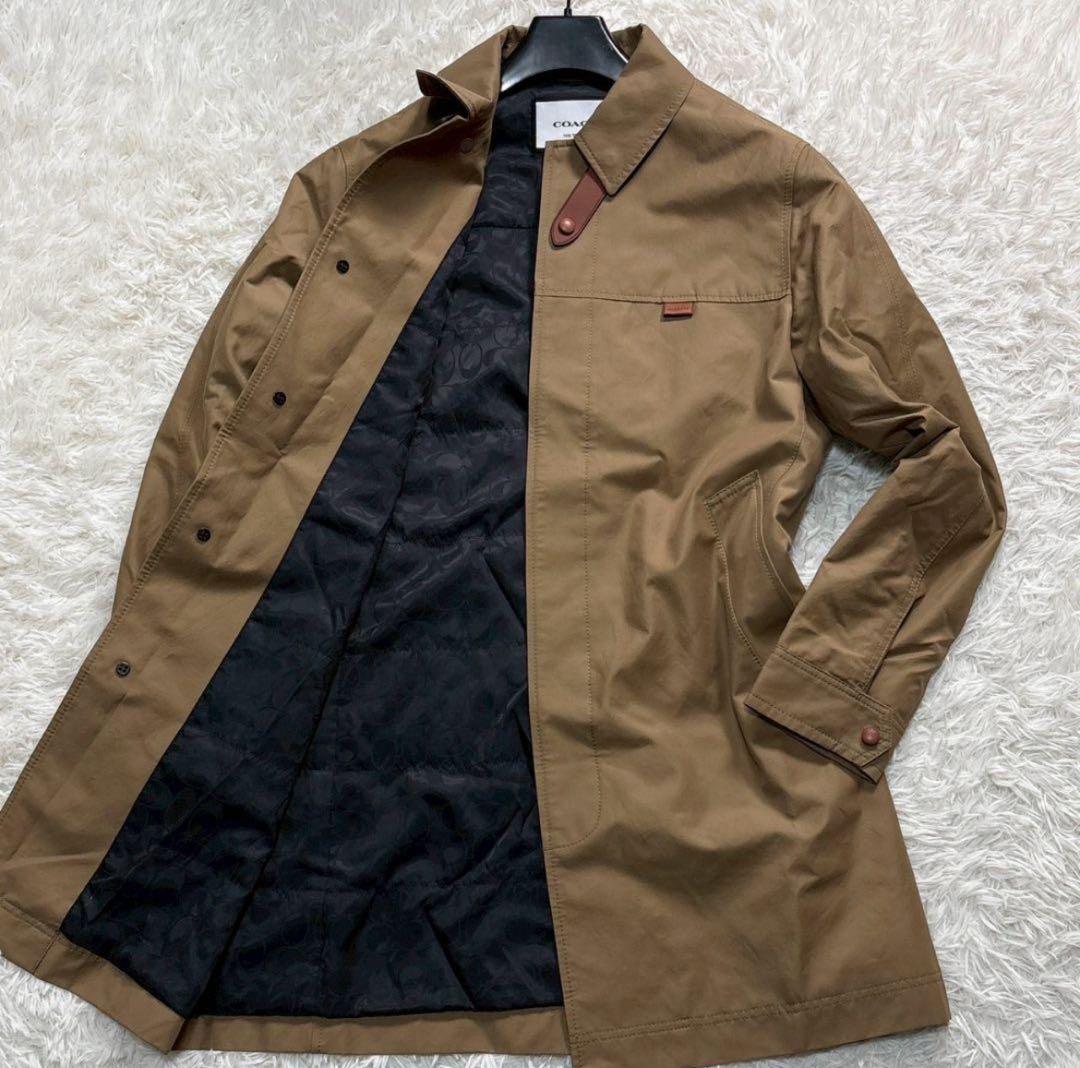 美品　COACH コーチ ステンカラーコート メンズ シグネチャー柄 綿 美品 COACH コーチ ステンカラーコート メンズ シグネチャー柄 綿の