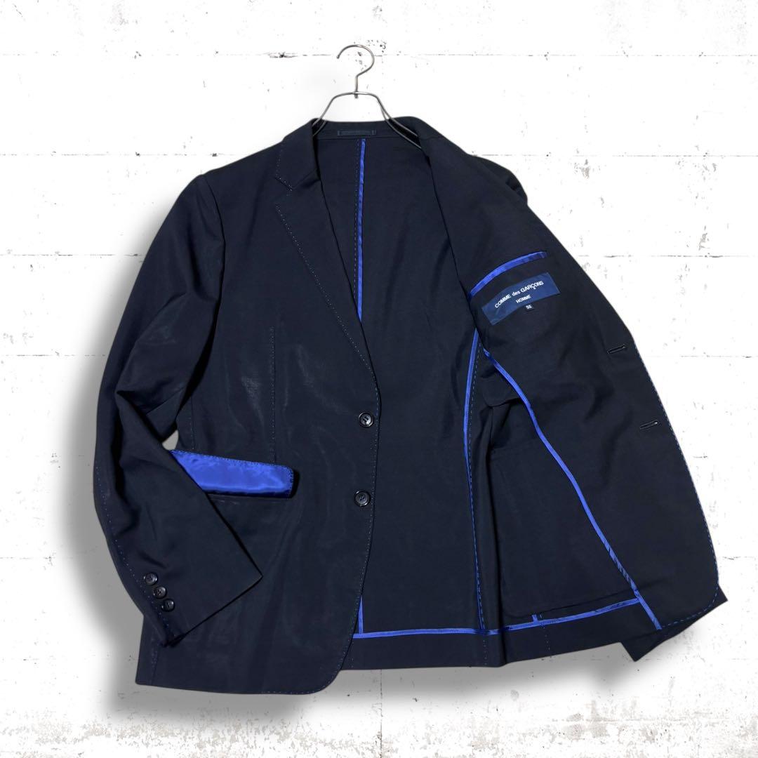 名作　コムデギャルソンオム　青色ステッチ　ウール　モヘア　テーラードジャケット COMME des GARCONS HOMME ○436670 コムデギャルソンオム ○テーラード