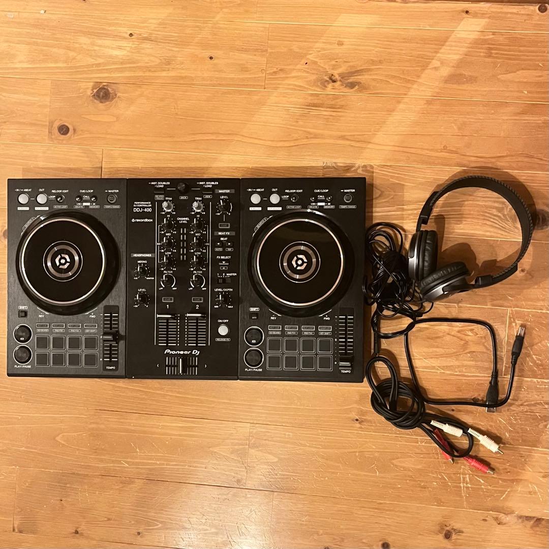 Pioneer DJ DDJ-400 コントローラー コード　ヘッドホン付き DDJ-400後継機種】 Pioneer DJ DDJ-FLX4 + DM-40D (スピーカー)+選べる