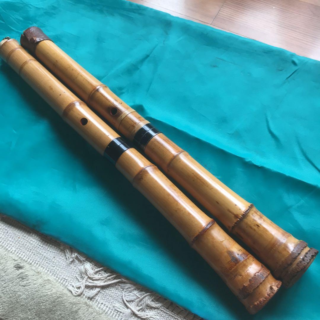 9 尺八　一尺八寸管　二本　尺八ケース付き　値下げ　あとはバッチリ