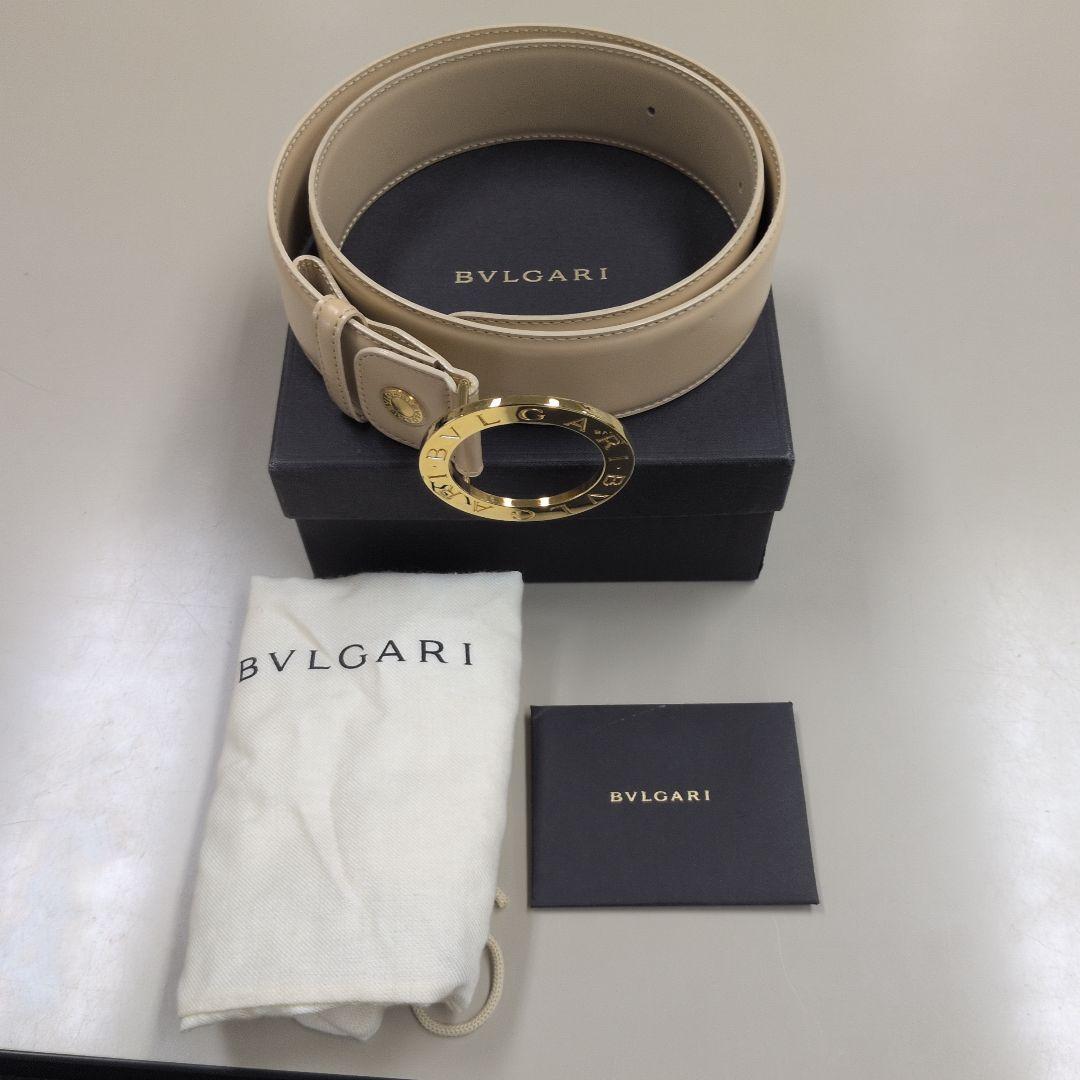 BVLGARI ベージュ レザー ベルト