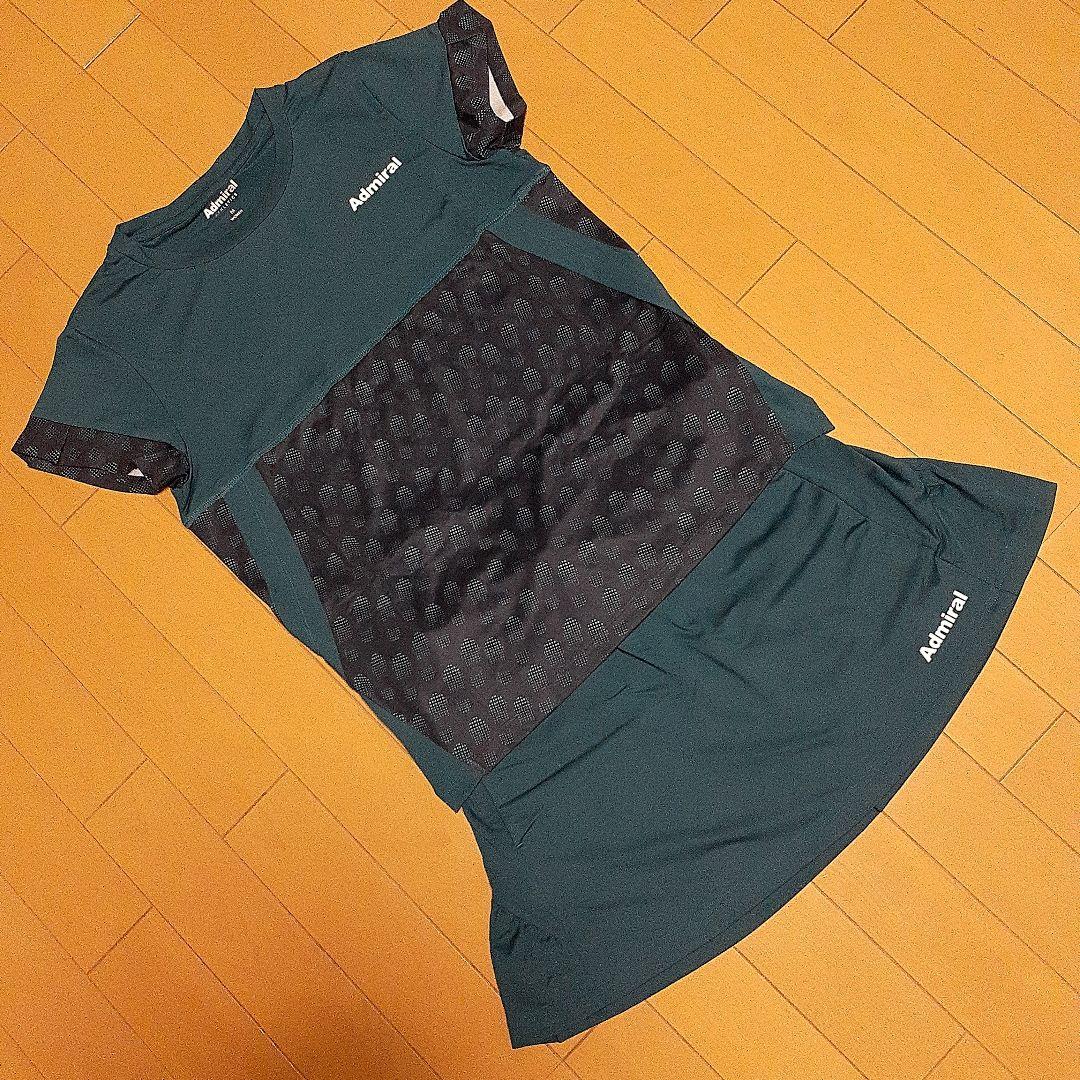 【美品】Admiral レディーステニスウェア セットアップ Mサイズ アドミラル テニス ウェア M セット 青 Admiral テニスウェア Mサイズ