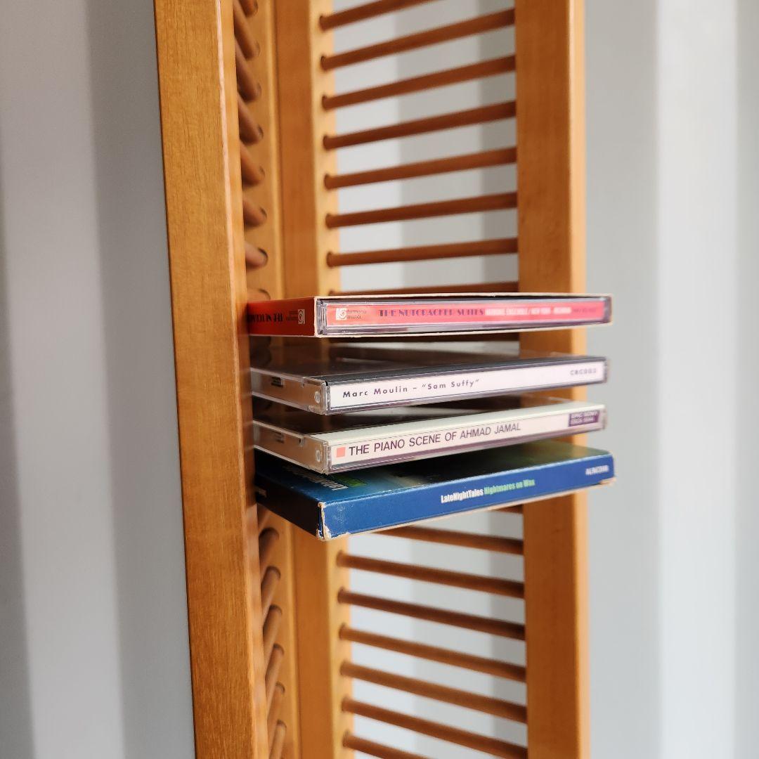 希少 ヴィンテージ 木製　CDラック CDタワー 128.5cm 天然木