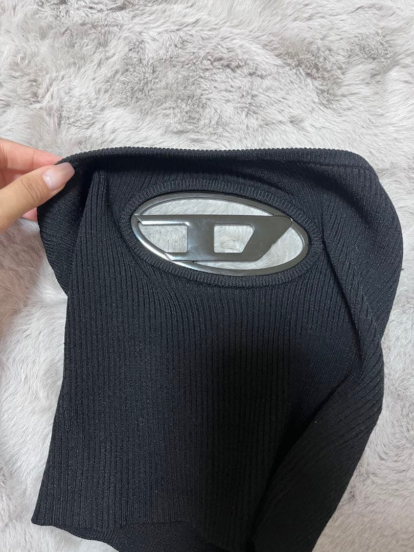 DIESEL diesel ディーゼル ベアトップ XS デニムリブ編みベアトップ S