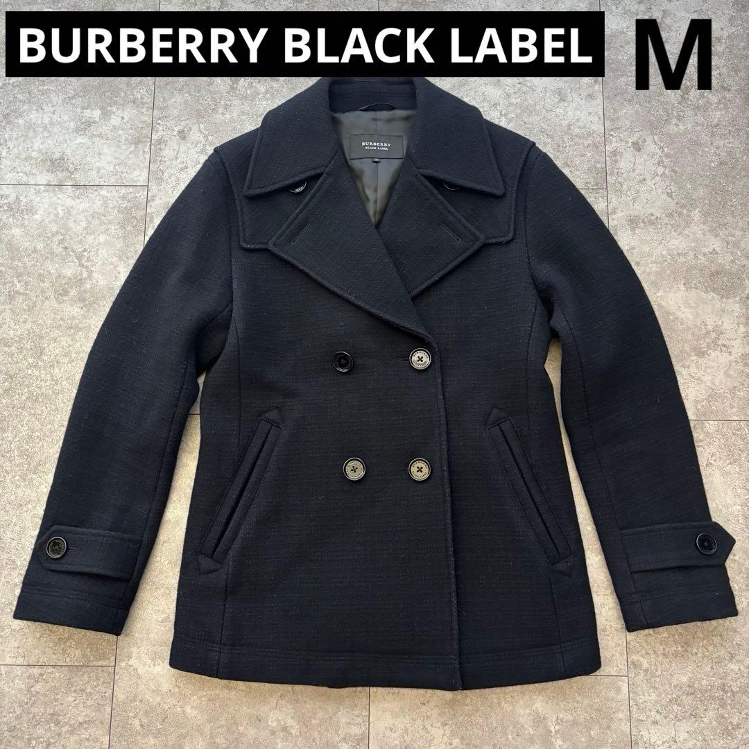 【美品】BURBERRY BLACK LABEL ピーコート ネイビー ウール 貴重 バーバリーブラックレーベル ウールピーコート ネイビー・グレー
