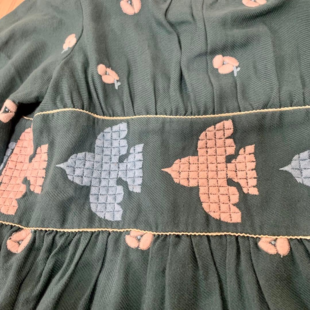 ミナペルホネン ohayo 刺繍 ワンピース サイズ 100 グリーンワンピース