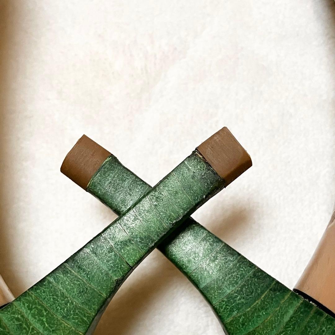 GUCCI グリーン ミュール GGマーク 23.5cm メタル金具付