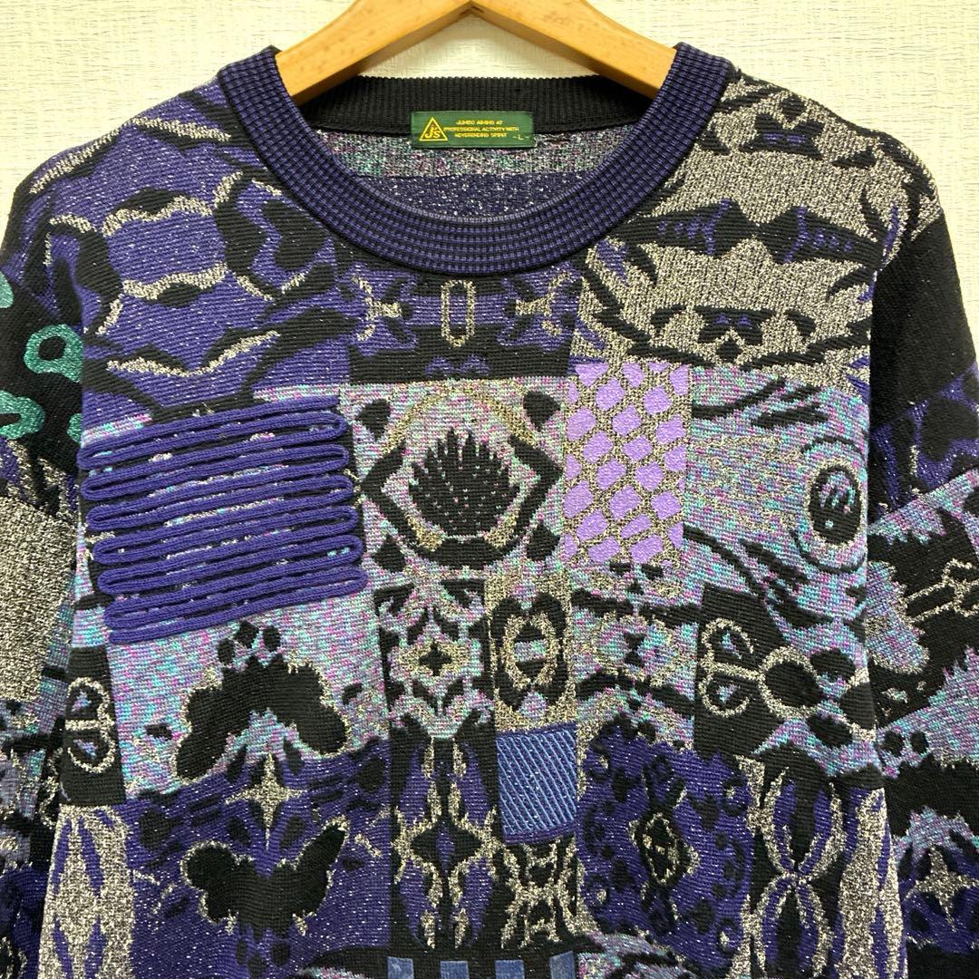 J's ジャンボ尾崎 ブリヂストン 銀糸 ラメ ゴルフ セーター ニット 90s