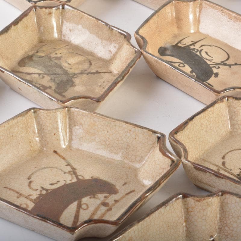 瀬戸焼 古瀬戸 鉄絵 梅花文 小皿 菱皿 銘々皿 十三客