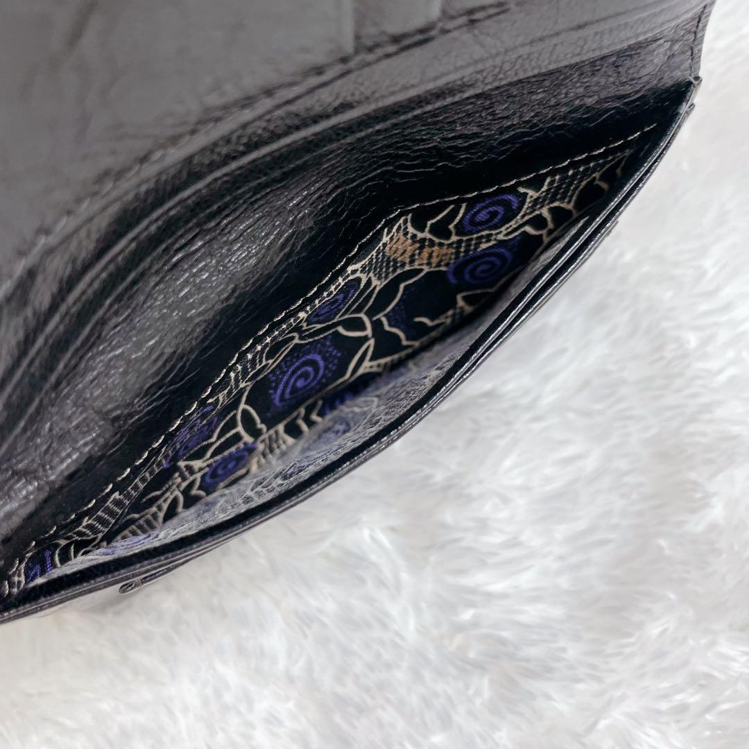 廃盤希少✨アナスイ がま口 財布 本革 ローズガーデン ブラック