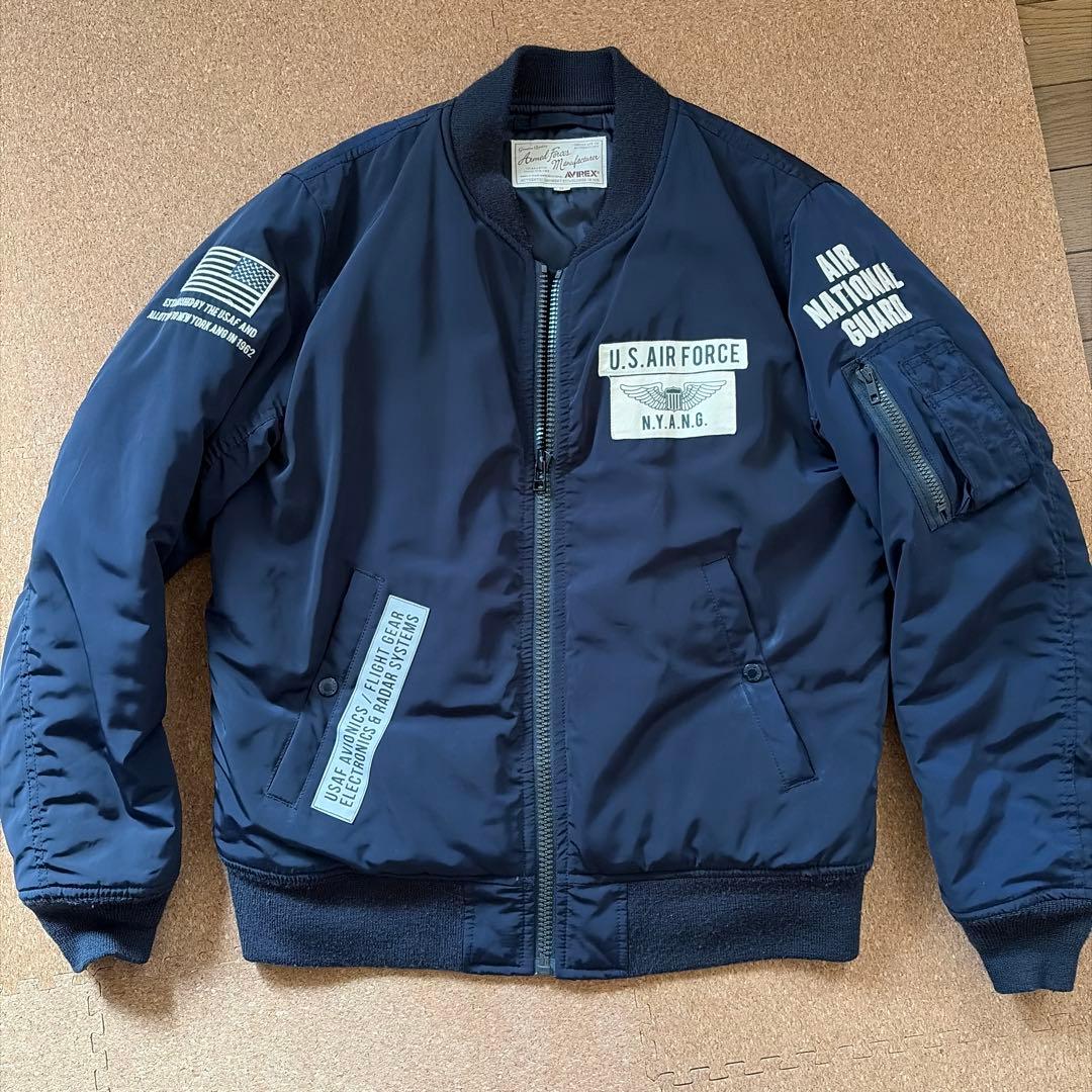 希少 アヴィレックス MA-1 フライトジャケット N.Y.A.N.G 刺繍 紺 AVIREX アヴィレックス》新品訳有 キーホルダー付 復刻スタイル 豪華