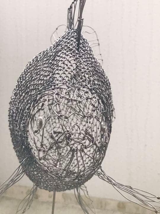 迫力超リアル作家物 立体ワイヤーアート 存在感 オブジェ 黒い