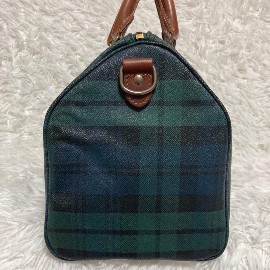 ポロラルフローレン ミニボストンバッグ チェック チャーム ブラシ 金