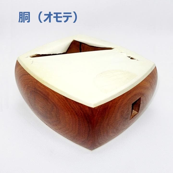 三味線 正寸 三ツ折 中棹 紫檀 丸打胴 弦なし 皮破れ