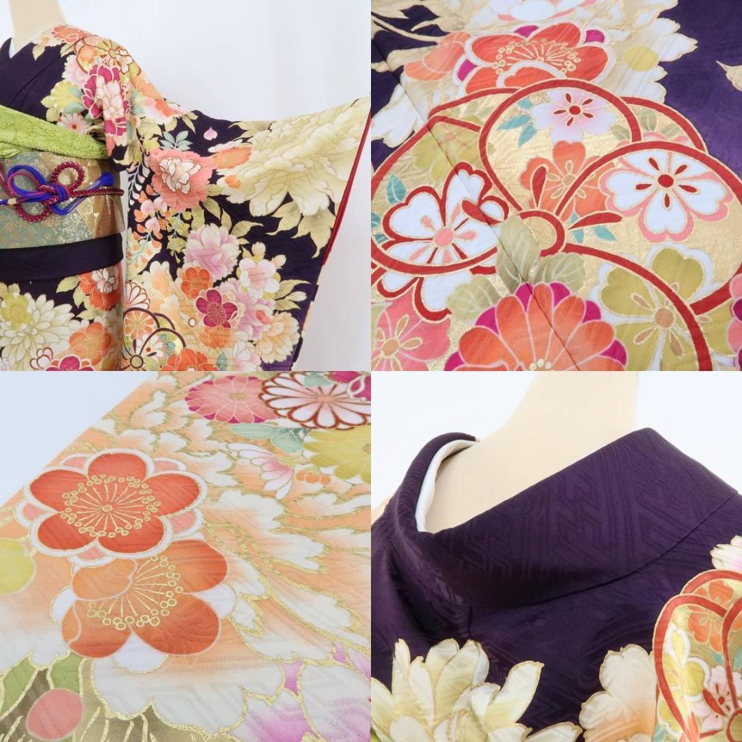 特価！ 美品 3点セット 刺繍 着物 成人式 正絹 振袖・帯揚げ帯締め