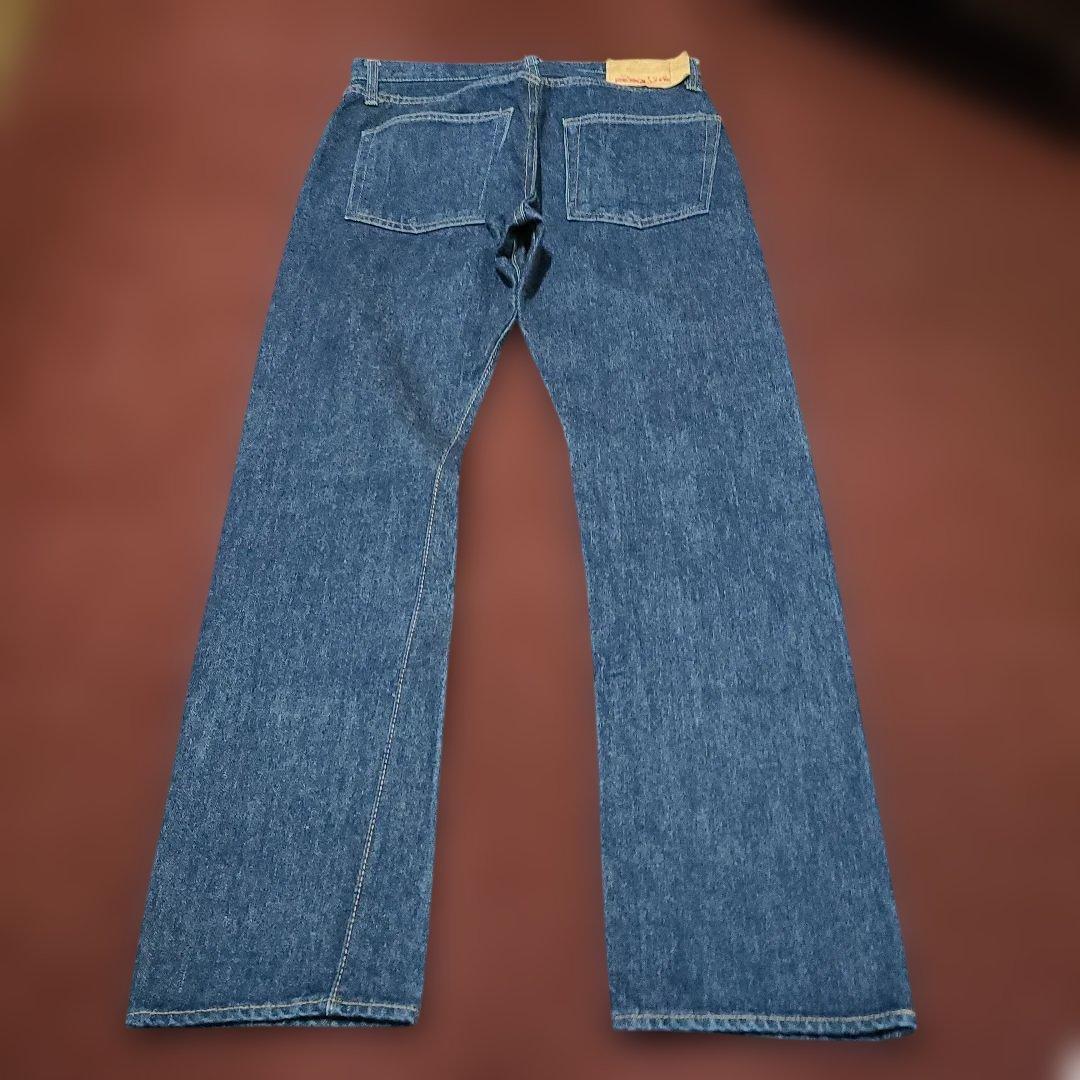 濃紺美品毛羽立ちリゾルト710w31紙パッチボタンフライチェーンステッチ