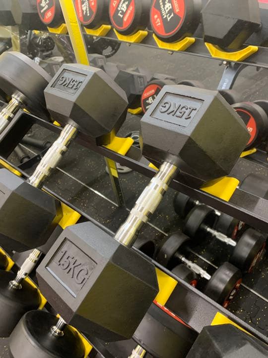 ラバーヘックス ダンベル　12.5kg から25kg