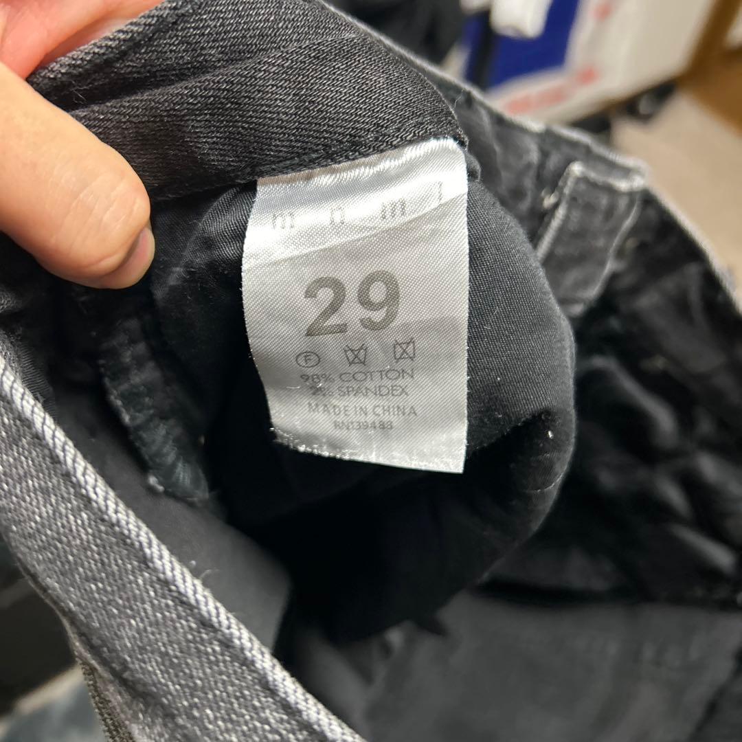 mnml ブラック スキニージーンズ ストライプ