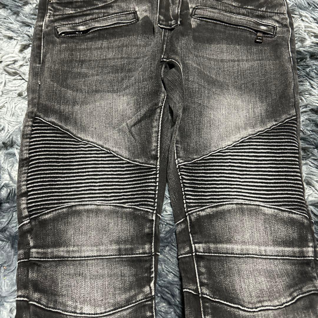 mnml ブラック スキニージーンズ ストライプ