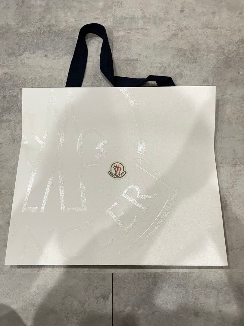 箱、手提げ付き】Moncler ネイビー ストライプ マフラー