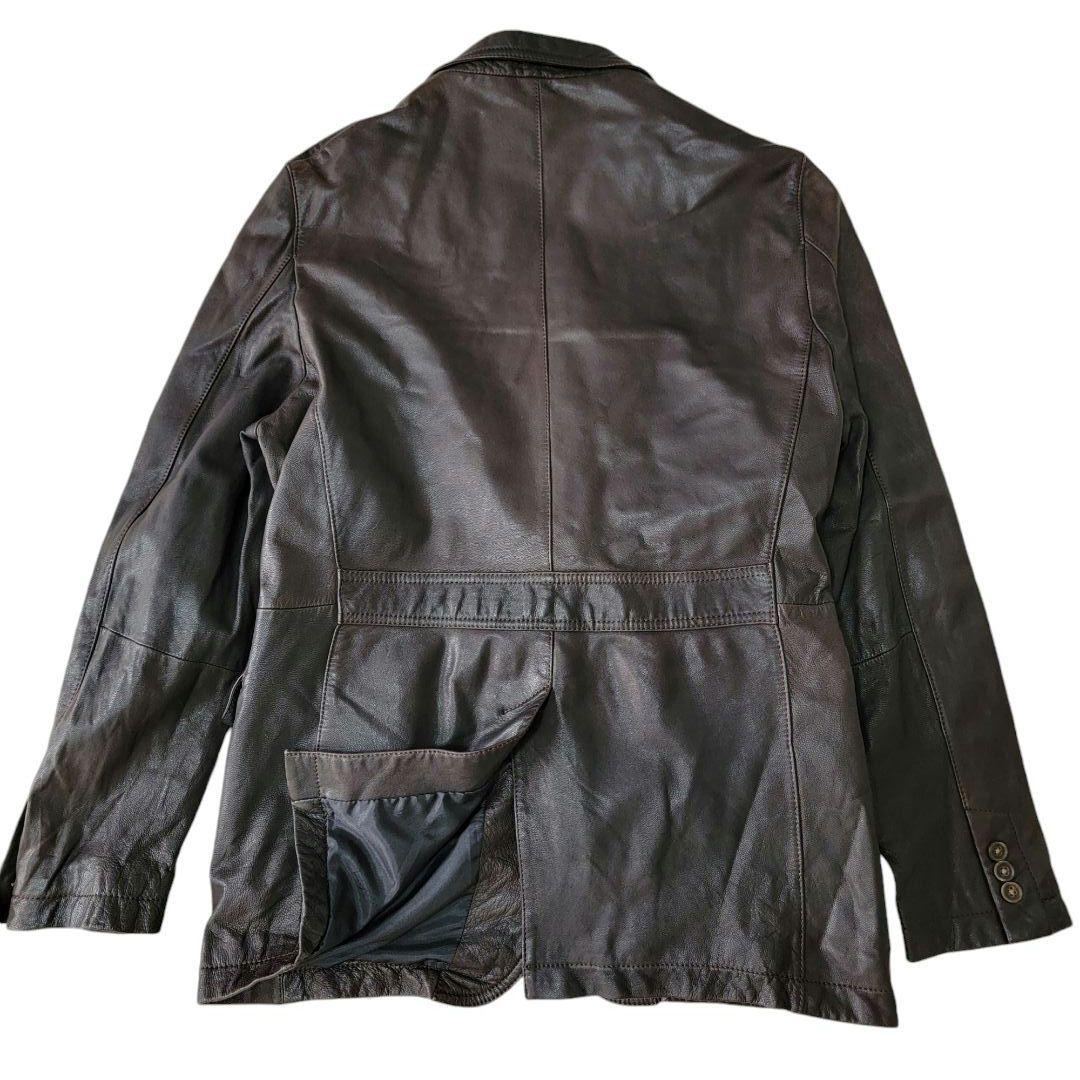 製品染め】23区 HOMME 羊革 レザージャケット L テーラードジャケット