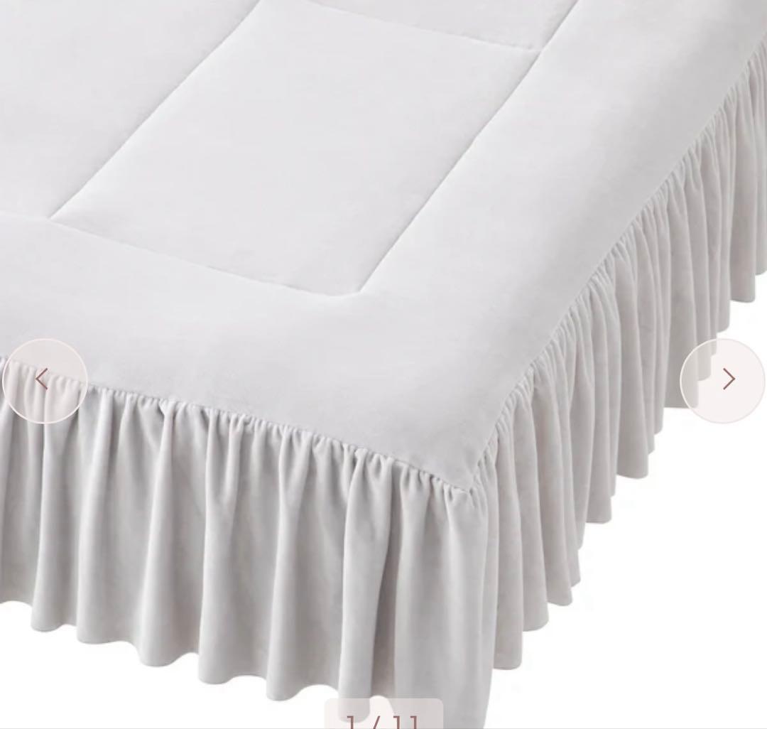 kona WARMY アルガンオイル加工フリルパッド セミダブル グレー WARMY アルガンオイル加工 フリル ベッドパッド シングル グレー