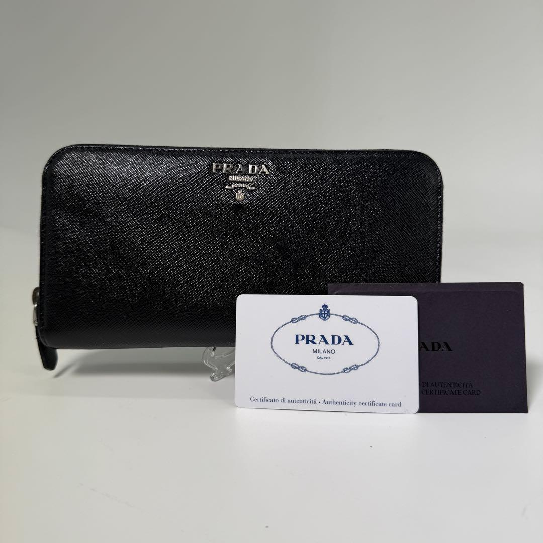 《美品》PRADA プラダ 長財布 ラウンドファスナー サフィアーノレザー