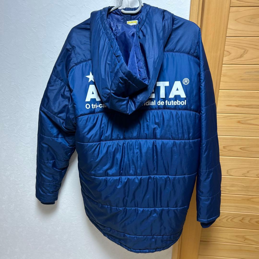 ATHLETA ネイビー ベンチコート フード付き - メルカリ