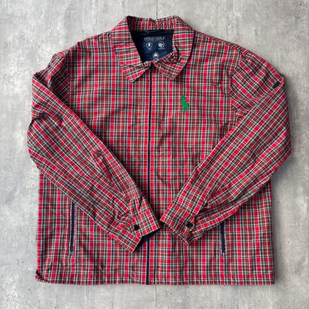 ラルフローレPolo GOLFチェック柄 スイングトップ 90's~ POLO by Ralph Lauren スウィングトップ 裏地フリース付き