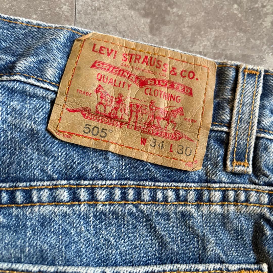 リーバイス 505 ストレート W34 L30 フェード 鬼ヒゲ ダメージ 古着