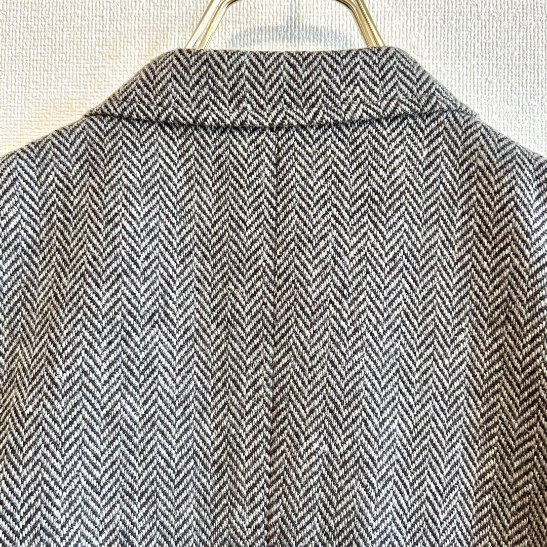 テーラードジャケット 肘当て くるみボタン ヘリンボーン 日本製