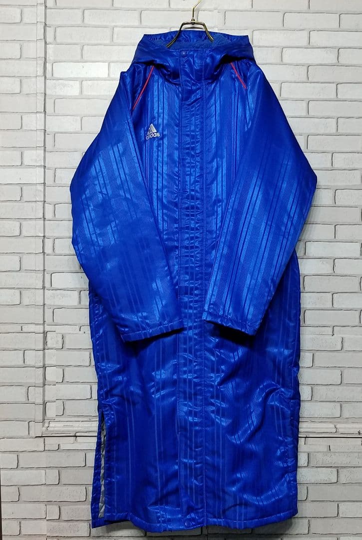 90s adidas ベンチコート 裏ボア 青 L トレフォイル サッカー L 90s