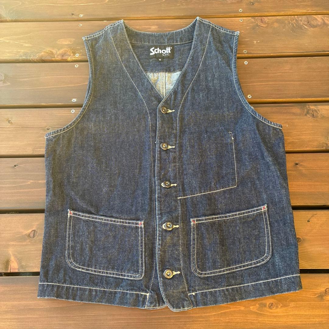 ショット　デニムベスト　サイズM Schott （ショット）オールドヒッコリーデニムベスト｜アメカジ