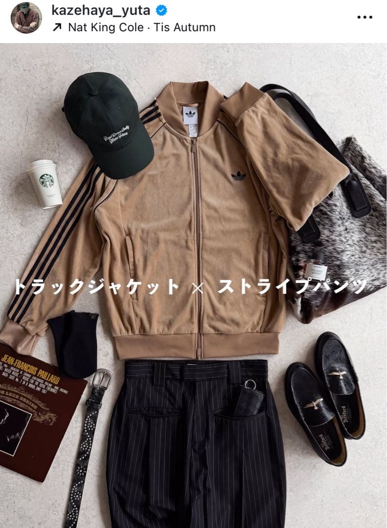 新品M⭐️adidas アディカラー ベロア ブラウン トラックトップ 風早