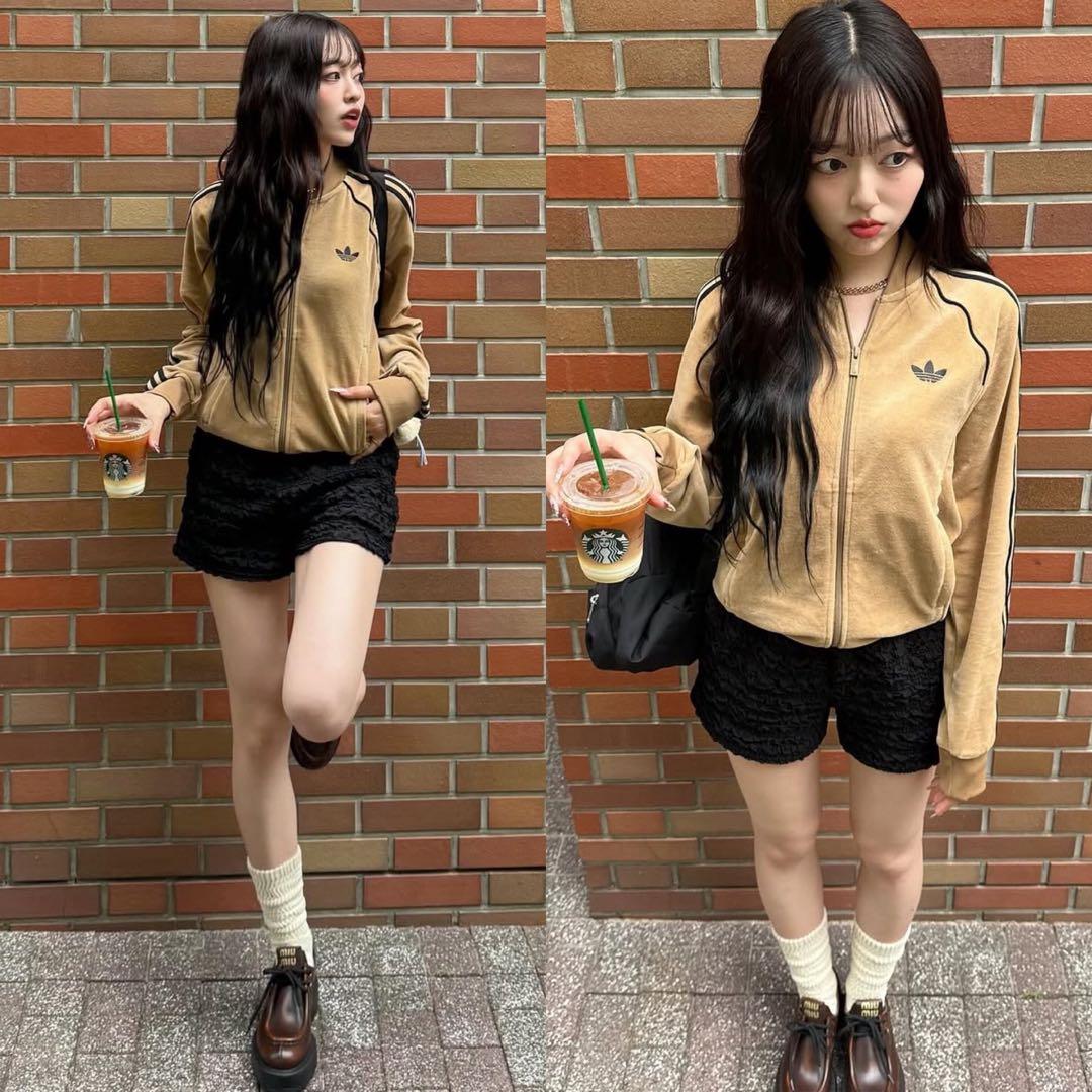 新品M⭐️adidas アディカラー ベロア ブラウン トラックトップ 風早