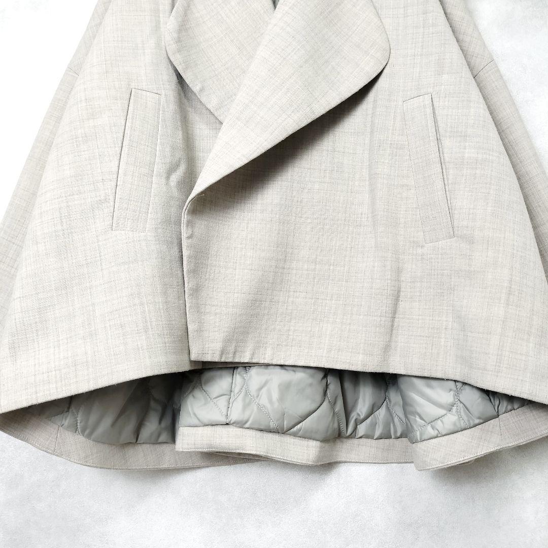 エンフォルド ケープコート ノーカラー 中綿キルティング ポンチョ