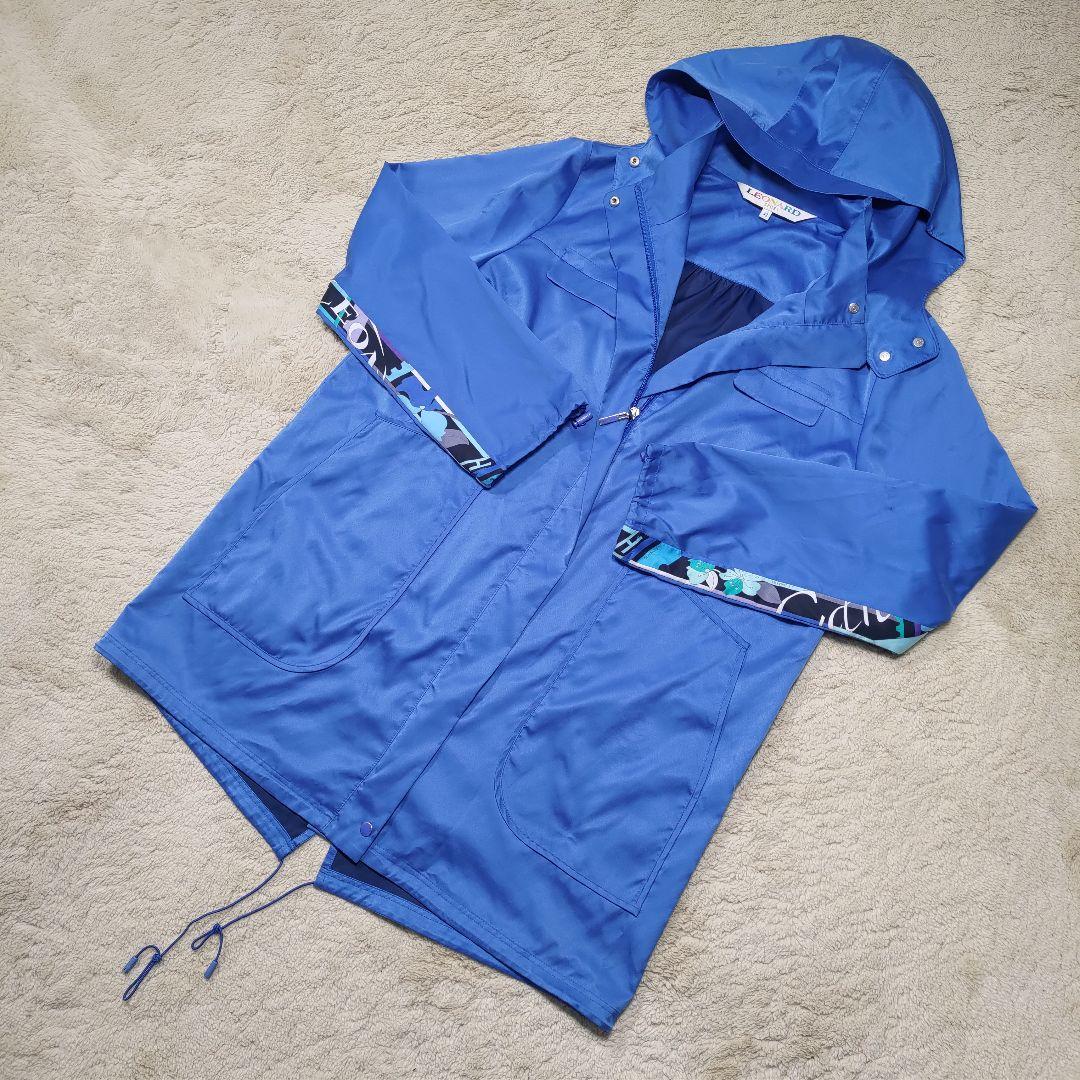 LEONARD スプリングコート フラワープリント ブルー クイーンサイズ