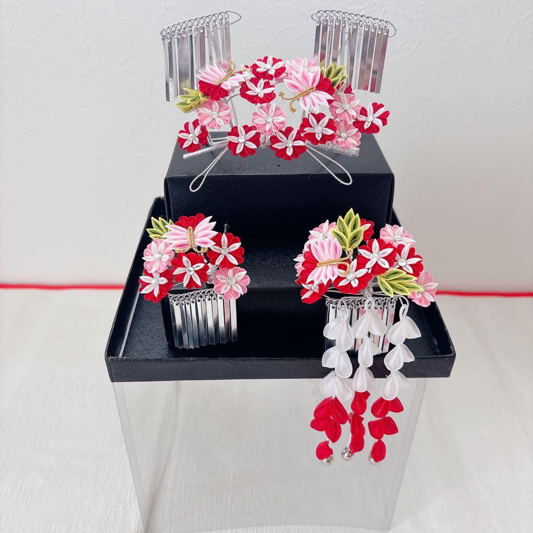 七五三 赤 ピンク 勝山かんざし 髪飾り 簪 かのこ ちんころ 日本髪 7