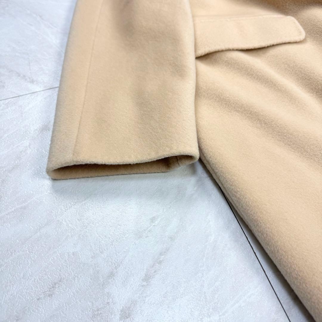 美品 マックスマーラ 白タグ カシミヤ混 ガウンコート ロング キャメル