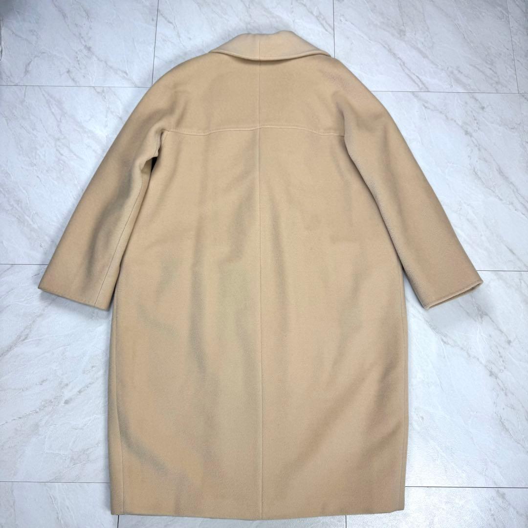 美品 マックスマーラ 白タグ カシミヤ混 ガウンコート ロング キャメル