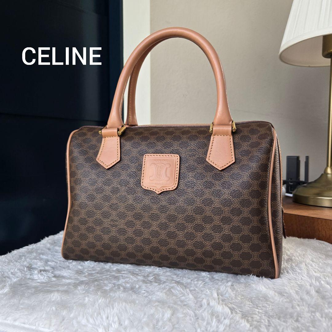 ⭐CELINE⭐　美品　セリーヌ　ミニボストンバッグ　マカダム柄　トリオンフ CELINE / セリーヌ マカダム柄 トリオンフ ミニボストンバッグ（PVC