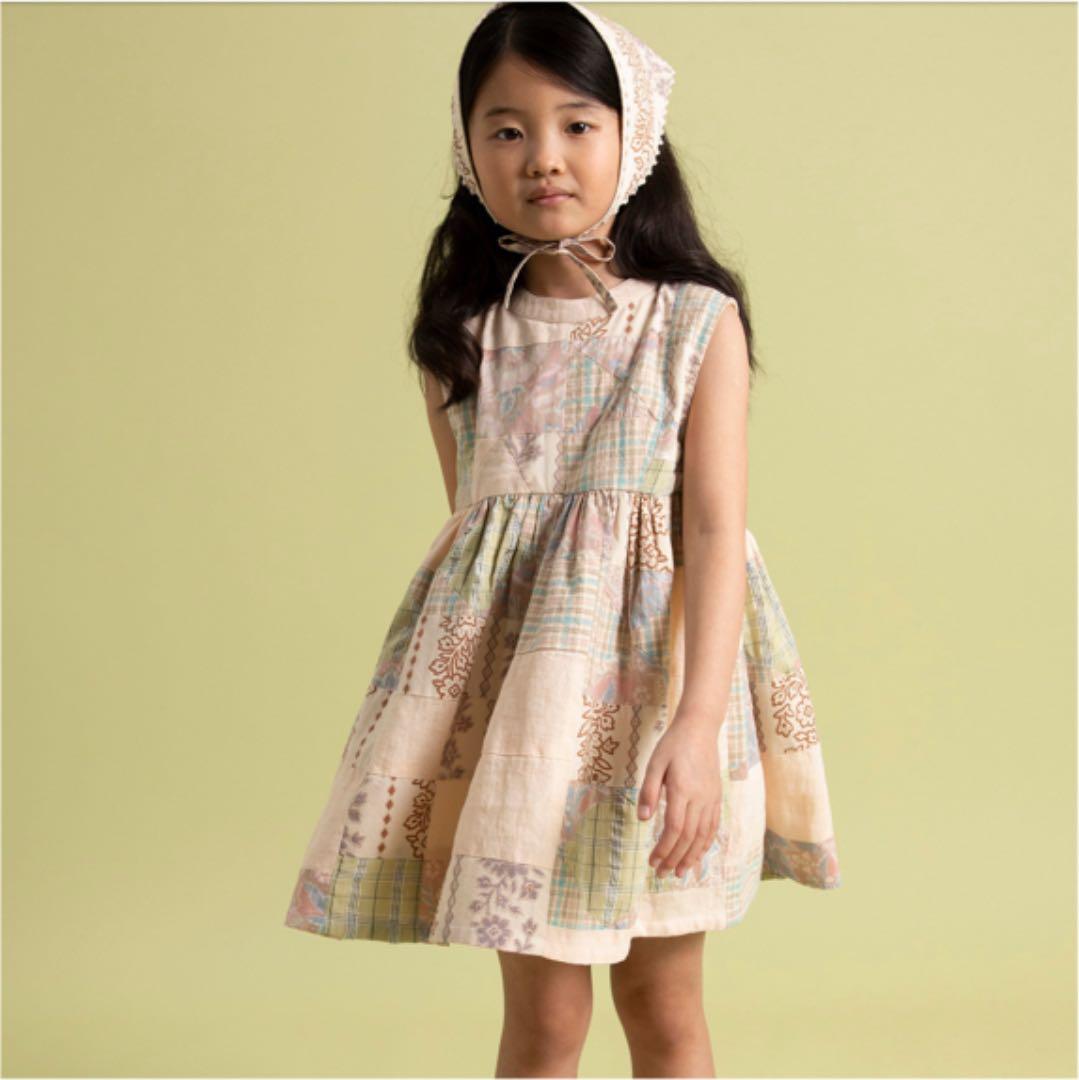 apolina パッチワーク チェック柄 ワンピース apolina kids パッチ