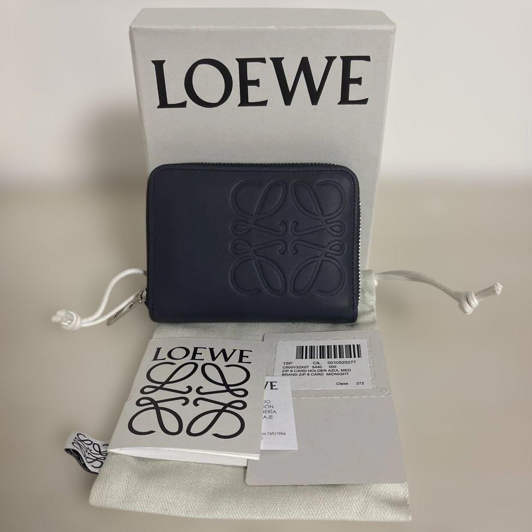LOEWE ロエベ 6カード ジップ ウォレット 美品！ LOEWEロエベ ブランド6カードジップウォレット ミニ財布 コインカード