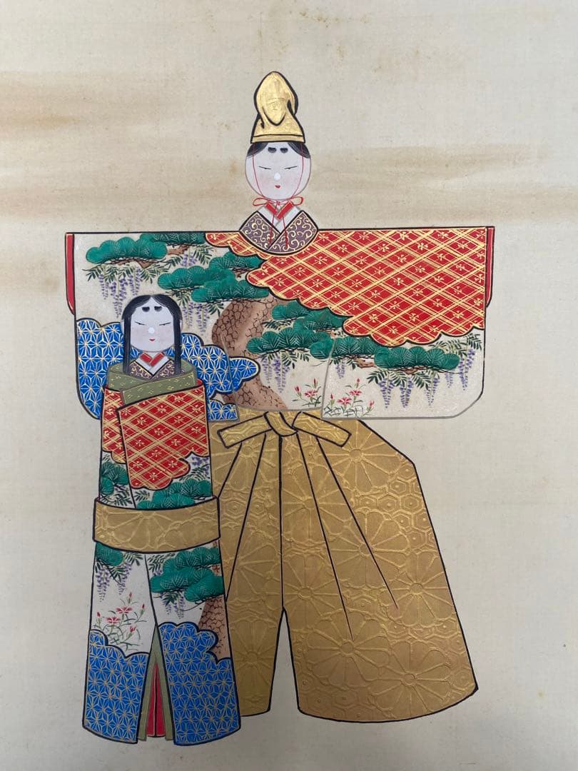 南画 碇南嶺 南嶺 雛 立雛 縁起物 雛人形 掛軸
