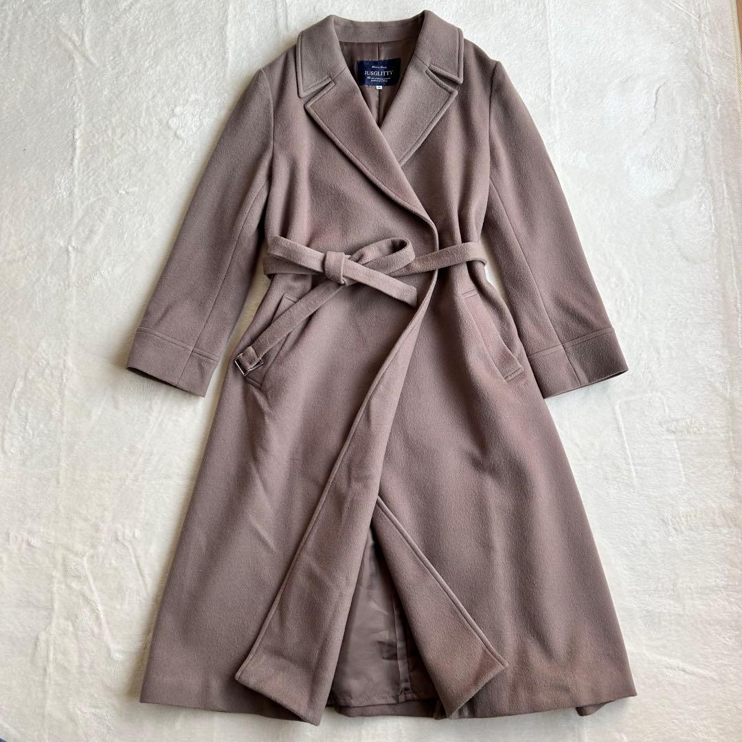 ジャスグリッティー ベルテッド ロングコート モカ サイズ2 チェスター