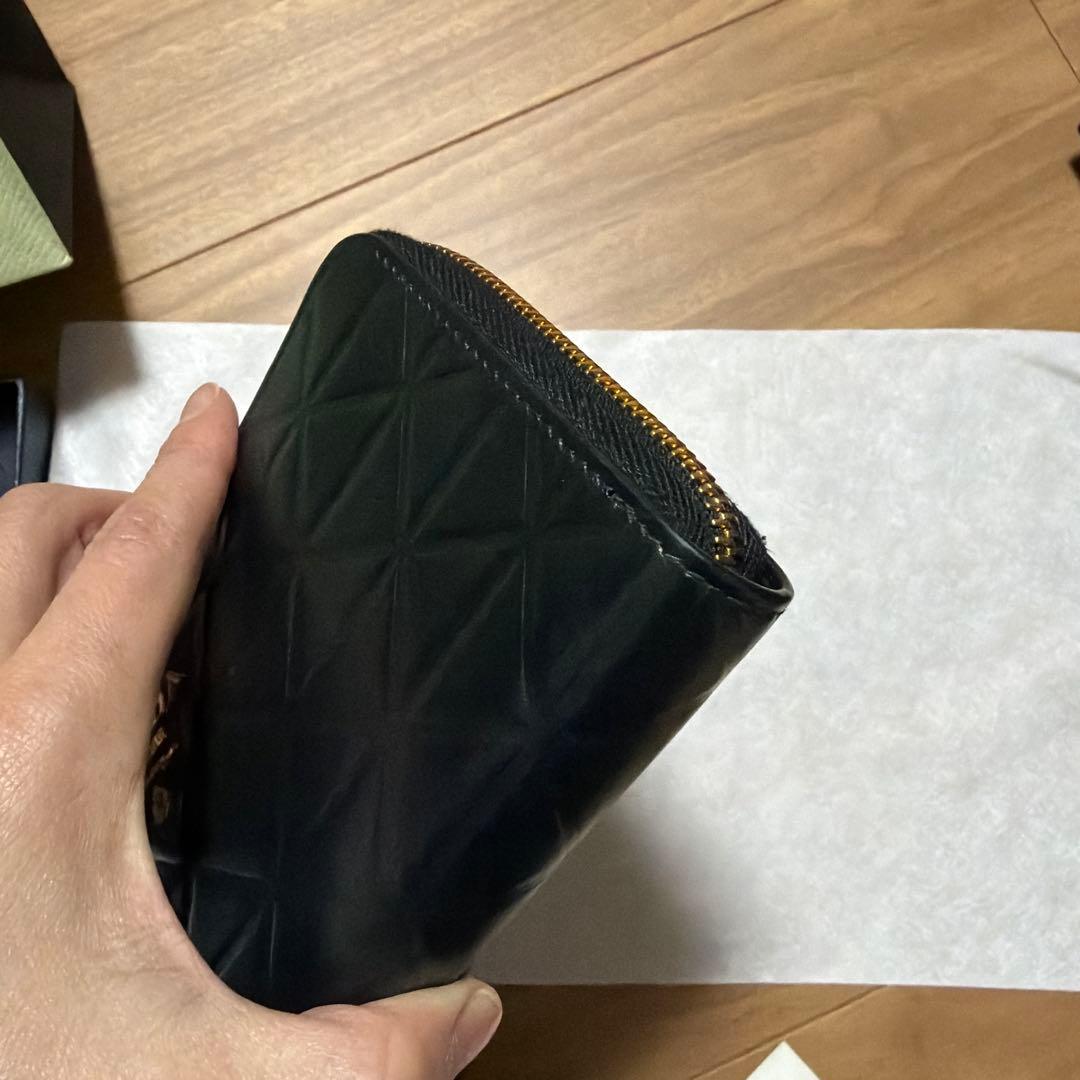 美品 現行【PRADA】 長財布 激レア プラダ トライアングル カーフ 黒