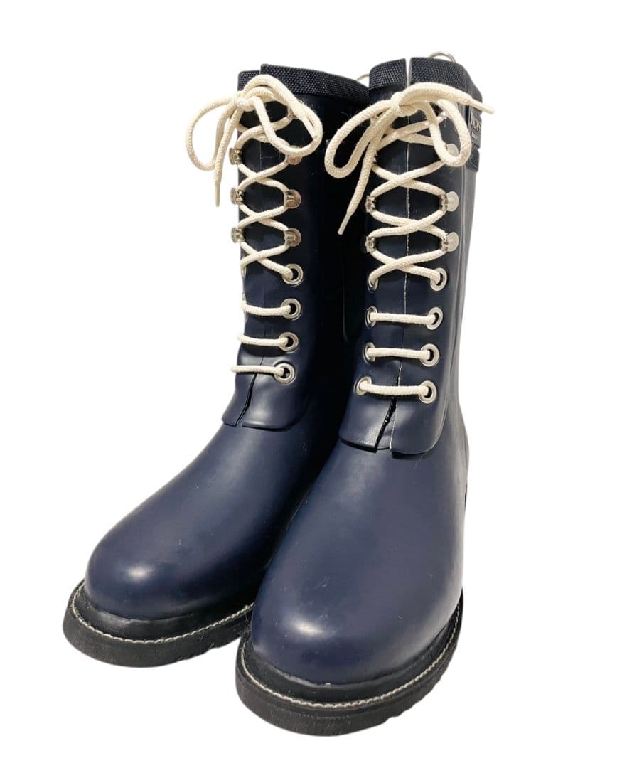 ILSE JACOBSEN レインブーツ レースアップ ネイビー 25.0cm