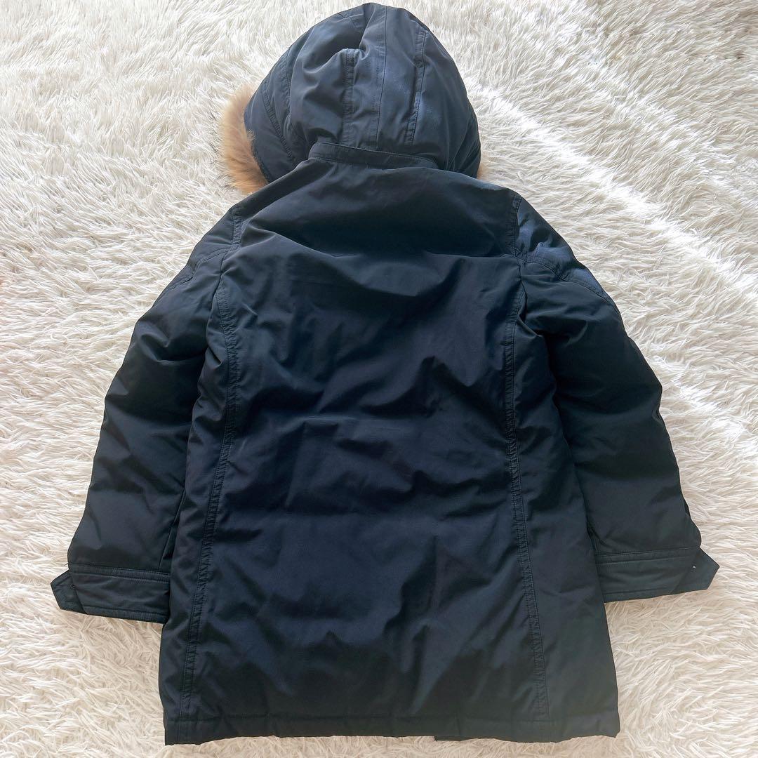 ブラックレーベルクレストブリッジ ダウン ファー チェック ロゴボタン